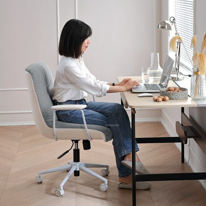 Nordic Flannel Office Chairs for Office Furniture Home Bedroom Student Study Ergonomic Chair Lift Swivel Gaming Computer Chair 4