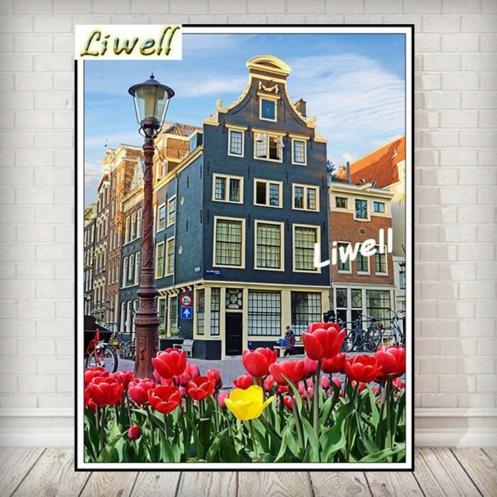 5d Wall Art Museumplein And Amsterdam Canals Scenery Diamond Painting Netherlands Landscape Embroidery Cross Stitch Kit Decor 3