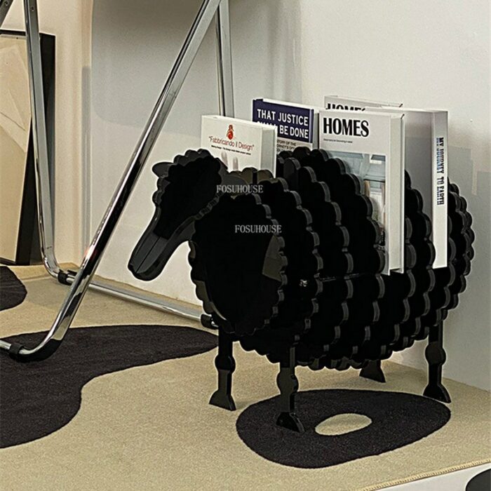 Nordic furniture Magazine Rack Creative Plastic Art Sheep Bookshelf Window Floor Decoration Animal Acrylic Designer Bookshelf 1