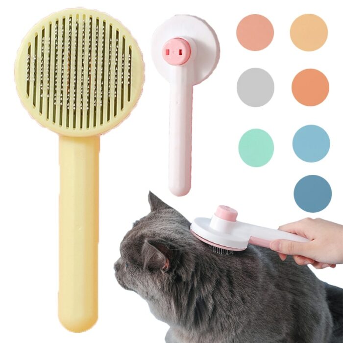 7 Color Pet Hair Removal Comb Cat Grooming Brush Self Cleaning Slicker Brush for Cats Dogs Hair Remover Combs with Steel Teeth 1