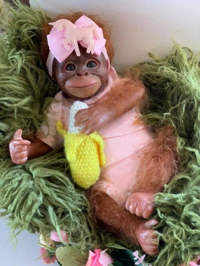 45CM Reborn Monkey Baby Orangutans Lifelike Soft Touch Cuddly Soft Body Doll Collectible Art Gifts for Adults 1