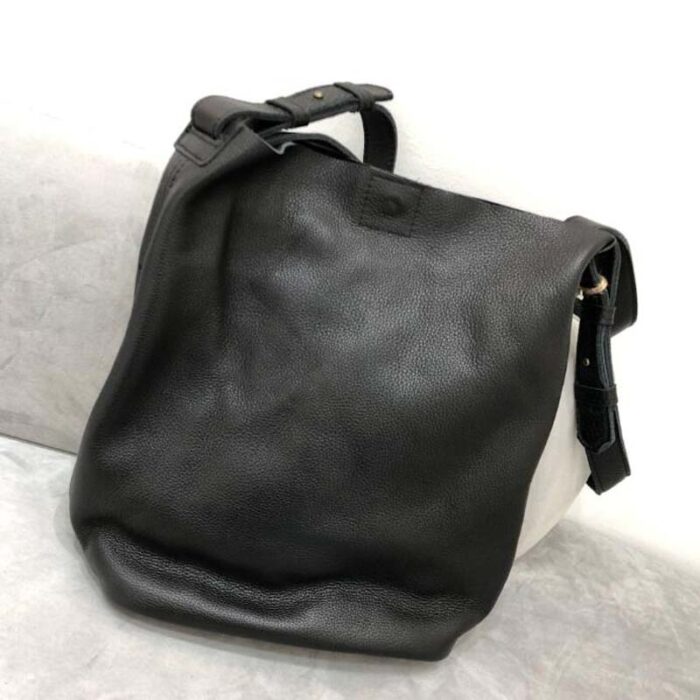 Two Strap Use Genuine Leather Bucket Bag Top Women Handbag High Qualit Capacity Casual Cowhide Shoulder Messenger Bag Retro Bags 3