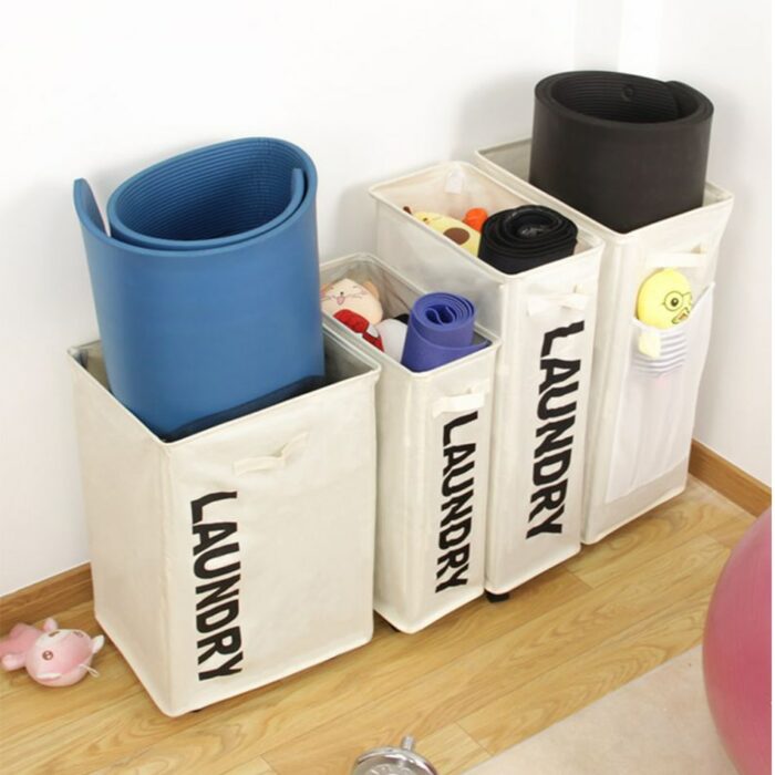 Waterproof Laundry Basket with Pulley ,Space Saving Foldable Sorter And Organizer Dirty Clothes Home Corner Bin,Yoga Mat Storage 4