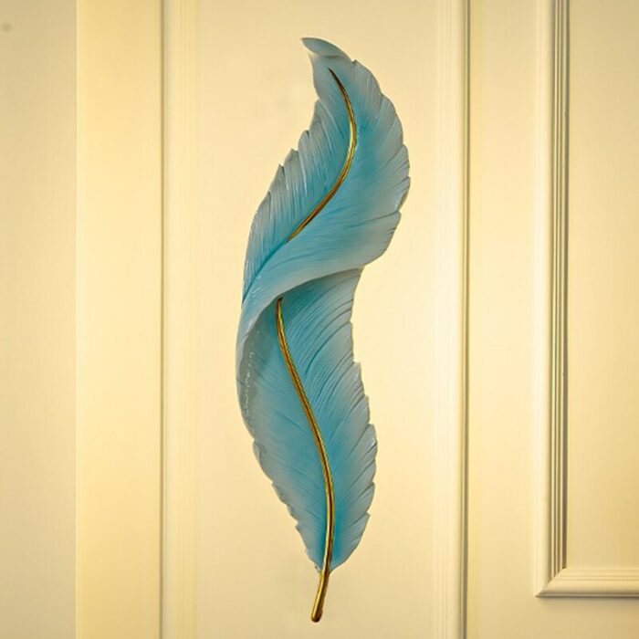 Modern Feather Wall Lamp Resin Home Decor Led Bedroom Bedside Living Dining Room Corridor Tv Background Sconces Lighting Fixture 3