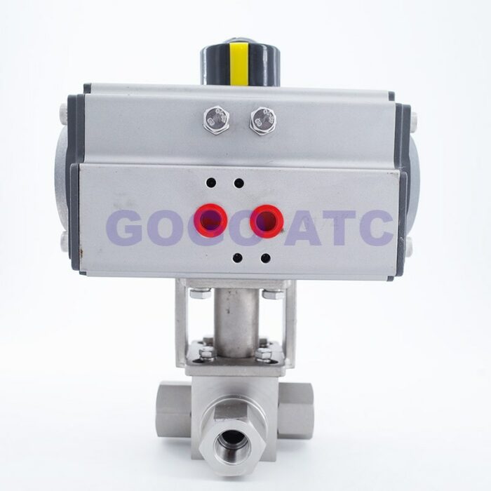 DN8/DN10/DN15 32Mpa 300bar High Pressure Ball valve 3 Way Stainless steel SS304 Pneumatic Ball Valve 1/4 3/8 1/2 T L Type 2