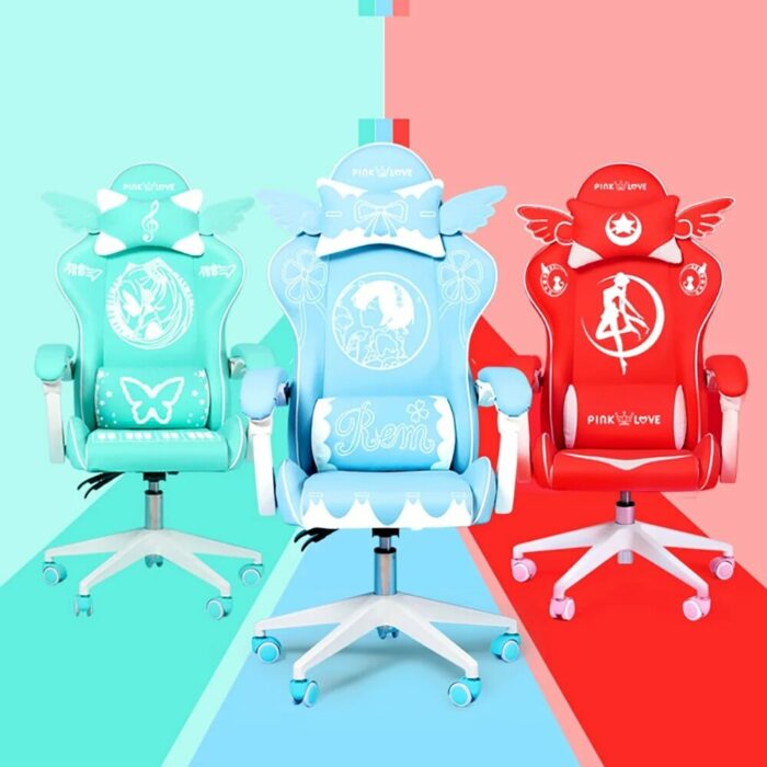 New Girl Wings Gaming Chair Home Comfortable Leather Sofa Chair Kids Cute Color Learning Chair High Quality Office Chair 6