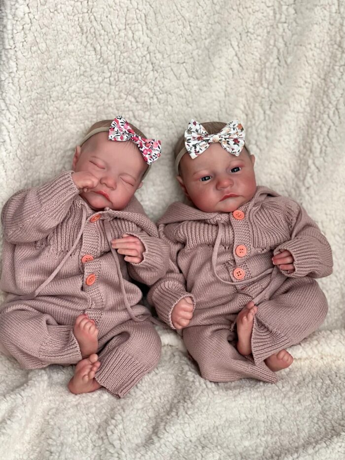 LvB 19inch Already Painted Finished Reborn Baby Doll Twins Levi Awake & Sleeping Newborn Baby Doll 3D Skin Visible Veins 4