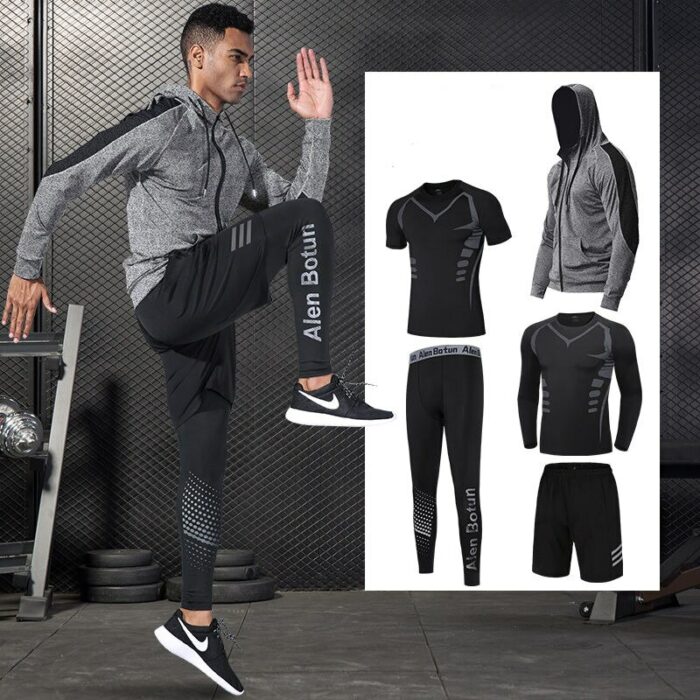 Winter Men Compression Sportswear Running Sports Suit Warm Basketball Tights Clothes Gym Fitness Training Set Jogging Tracksuits 6