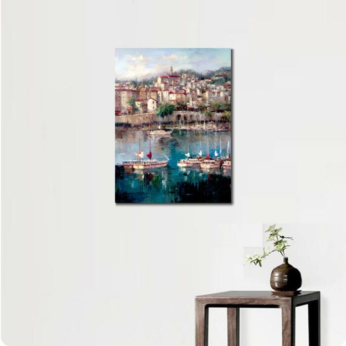 Hand painted Beautiful Mediterranean Harbor Venice oil paintings modern artwork for office wall decor 3