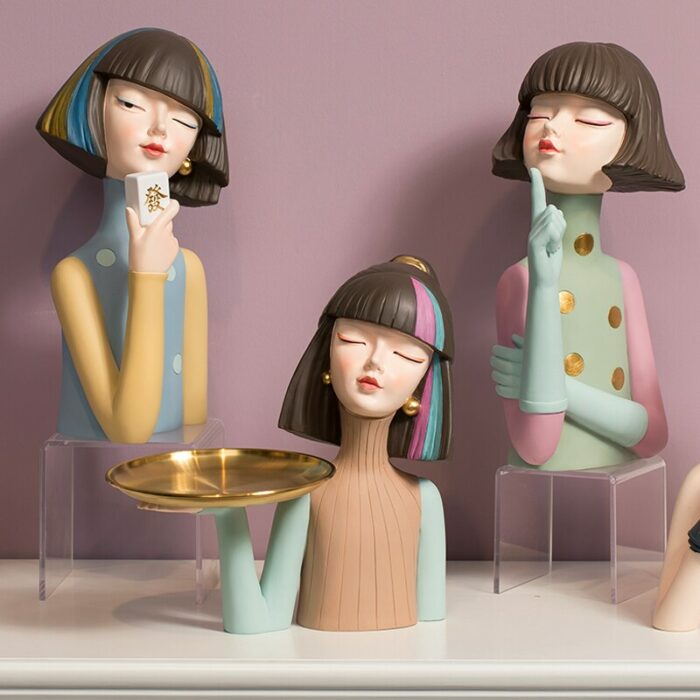 Nordic Home Decor Girl Design Resin Figure Statue Living Room Decor Office Decoration Bedroom Decoration Accessories Girl Gifts 4