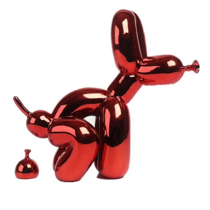 Balloon Dog Doggy Poo Statue Resin Animal Sculpture Home Decoration Resin Craft Office Decor Standing black gold 6