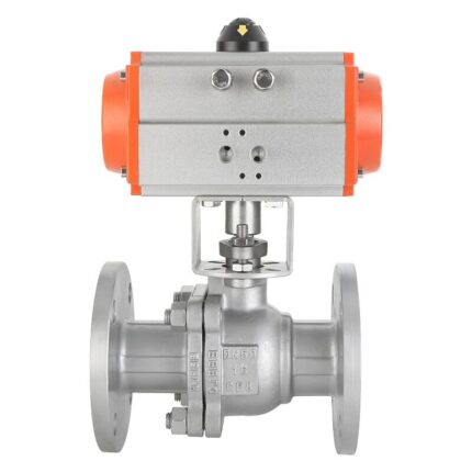 2" 304 Stainless Steel Pneumatic Flanged Ball Valve Double Acting Cylinder High Temperature Steam Flange Ball Valve 1