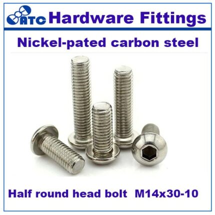 High quality standard 50pcs/lot half round head bolt Carbon Steel Nickel Plated for M14x30-10 Stainless steel SS304 2