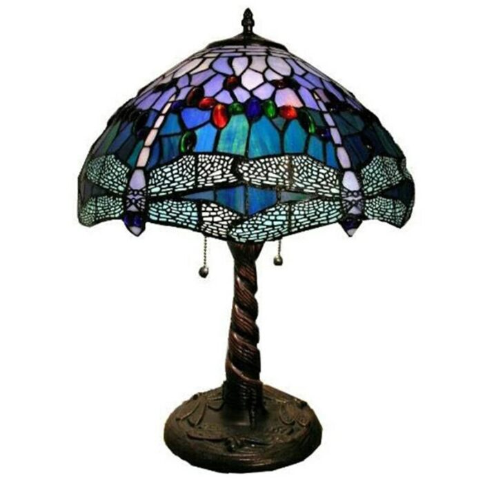 Stained Glass Dragonfly Desk Lamp Study Living Room Lighting Creative Desk Lamp Retro Bedside Bedroom Desk Lamps 6