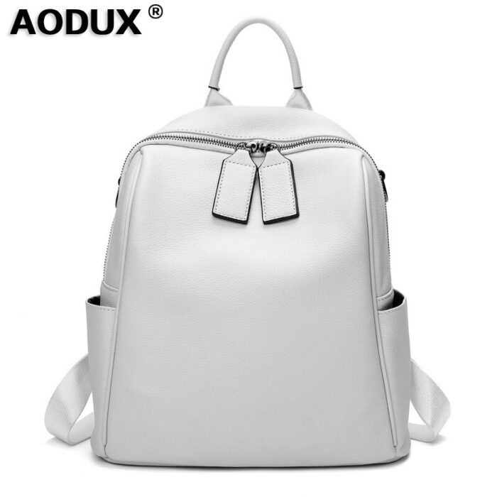 2022 HOT Excellent 100% Genuine Cow Leather Women's Backpacks Lady Top Layer Cowhide Large Capacity School Book Backpack Bags 1