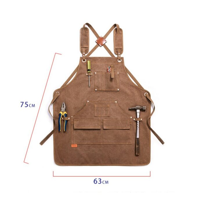 Thickened Canvas Apron Barber Apron Baking Cafe Gardening Woodworking Overalls Men Women Repair Processing Designer Work Apron 6