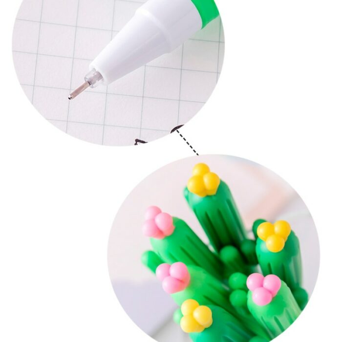 100 Pcs Creative Flowering Cactus Gel Pens Black Ink Student Stationery Kawaii Accessories and Kawaii School Supplies Boys Girls 4