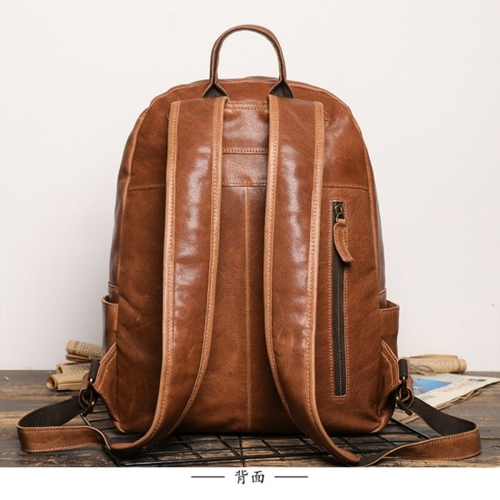 Leather Men's Backpack European and American Fashion Travel Bag Vintage Head First Layer Cowhide Leisure Backpack 3