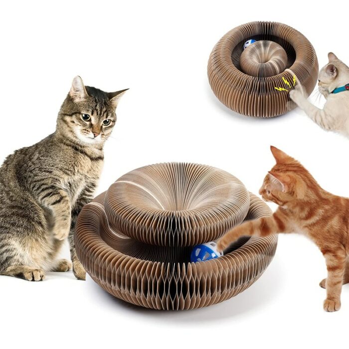 Pet Cat Toy Scratch Board Magic Organ With Catnip Bell Ball Round Accessories Gatos Scratching Grinding Claw Chase Interactive 2