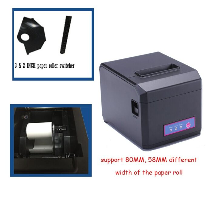 pos 80 printer thermal driver download with auto cutter usb and serial port HS-E81US restaurant order printing slip printer 4