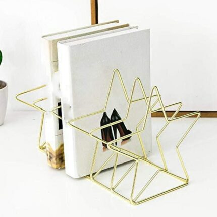 New Gold S Shape Electroplated Bookend Desk Organizer Desktop Office Home Bookends Book Holder Book Stand Creative Bookshelf S 1