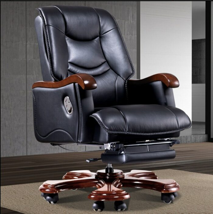 Business high-end president boss chair solid wood executive chair office chair leather computer chair study swivel chair reclini 4