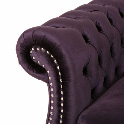 6-seat Tufted Velvet Chesterfield Sectional sofa living room sofa purple 2