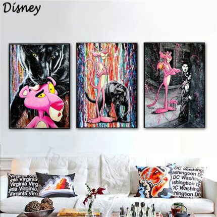 DIY 5D Diamond Painting Pink Panther Cross Stitch Embroidery Rhinestones Pictures Puzzle Diamond Mosaic Graffiti Art 1