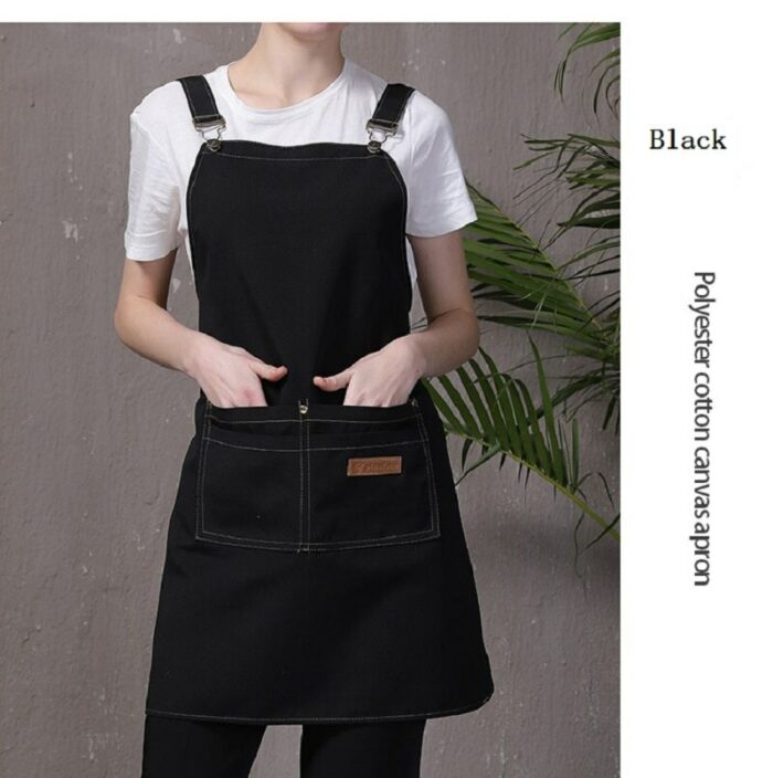 Inyahome Plain Bib Aprons with 2 Pockets Unisex Commercial Apron Bulk for Kitchen Cooking Restaurant BBQ Painting Crafting 2