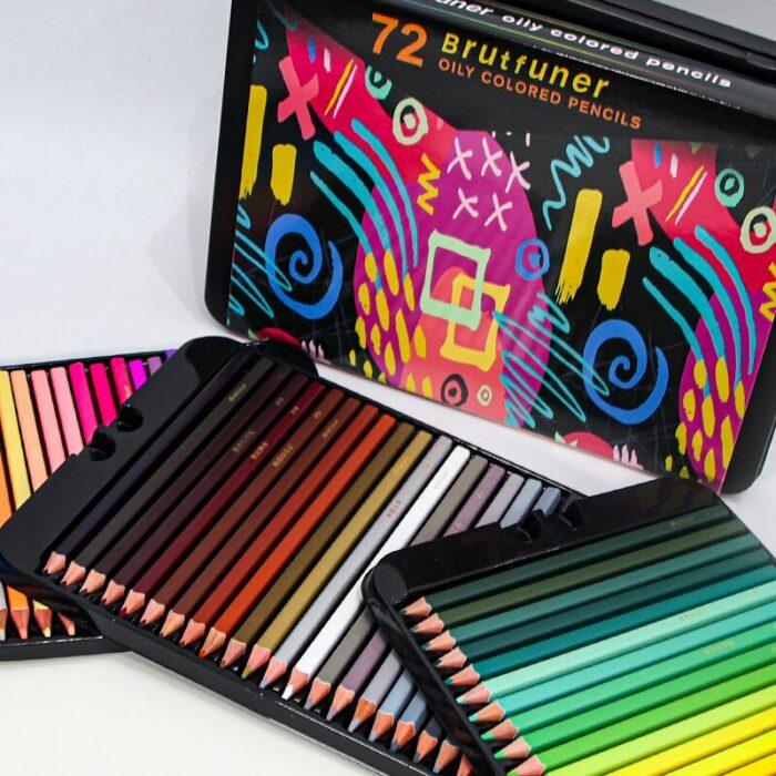 Brutfuner 72/120/180Colored Pencils Professional Set Tin Box Square Trendy Pastel for Drawing Art Sketching Shading Coloring Tin 6