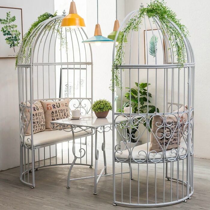 Customized Loft Retro Iron Art Birdcage Sofa Card Holder Coffee Shop Milk Tea Shop Seat Restaurant Bar Negotiation Table Chair 3