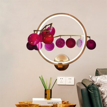 AOSONG Modern Wall Lamp Round Creative Design Agate Flower Sconce LED Decorative Fixtures Corridor Lighting 2