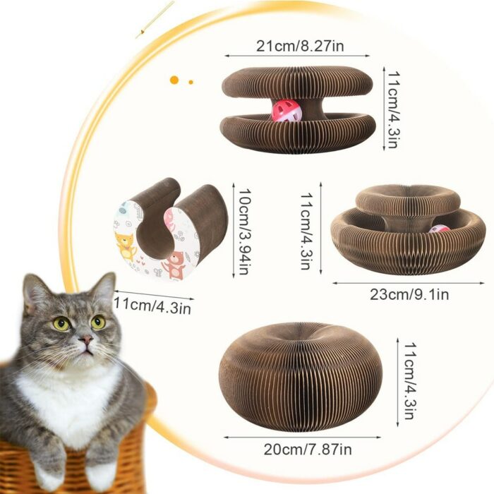 Pet Cat Toy Scratch Board Magic Organ With Catnip Bell Ball Round Accessories Gatos Scratching Grinding Claw Chase Interactive 5