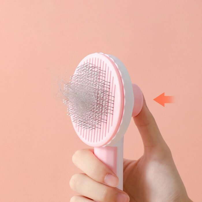 7 Color Pet Hair Removal Comb Cat Grooming Brush Self Cleaning Slicker Brush for Cats Dogs Hair Remover Combs with Steel Teeth 4