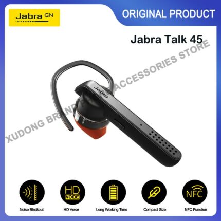 Genuine Jabra Talk 45 Bluetooth Wireless Headset for HD HandsFree Calls Noise Cancellation Mono Earphones with Dual Mic In Car 1