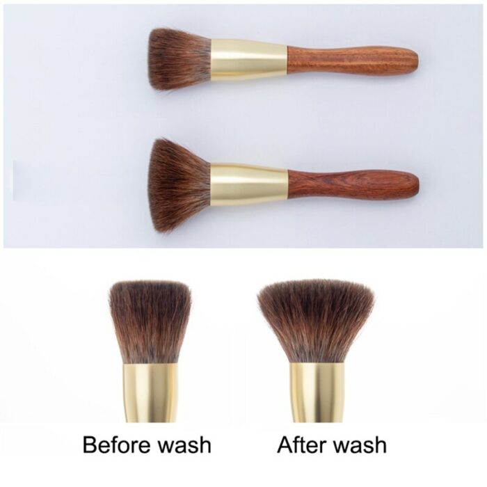 Professional Handmade Makeup Brushes Soft Red Squirrel Hair Large Flat Top Face Powder Brush Sandalwood Handle Make Up Brush 4