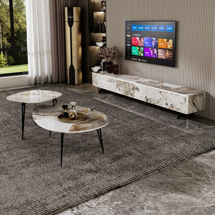 Glossy Coffee Table Personalized Creative Marble Coffee Table Postmodern New Sintered Stone Tea Table 2