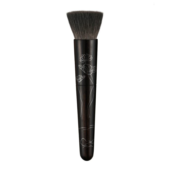 812 Professional Handmade Makeup Brush Soft Blue Squirrel Hair Flat Top Face Powder Brush Ebony Handle Make Up Brushes 1