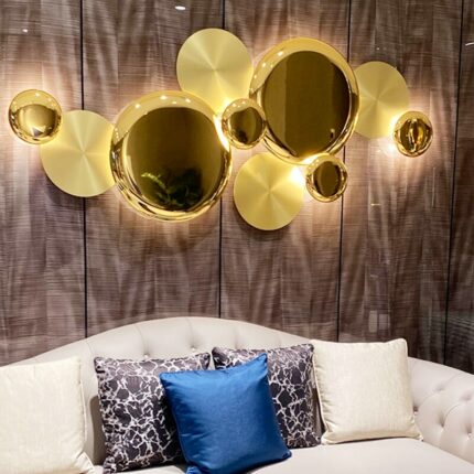 Artpad Copper Wall Light Lotus Leaf Gold Led Wall Sconce for Bedside Indoor Background Lamp Living Room Decoration Lustre 1