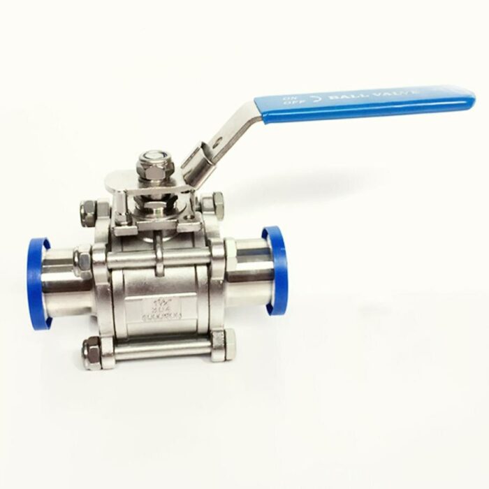 Fit 51mm Pipe OD x 2" Tri Clamp Sanitary 3-Piece Ball Shut Off Valve SUS 304 Stainless Beer Brewing Home 1