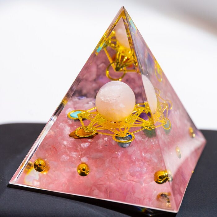 Resin Pyramid Natural Crystals Gravel Stone Energy Generator Reiki Healing Chakra Meditation Ornaments Crafts Office Room Decor 4