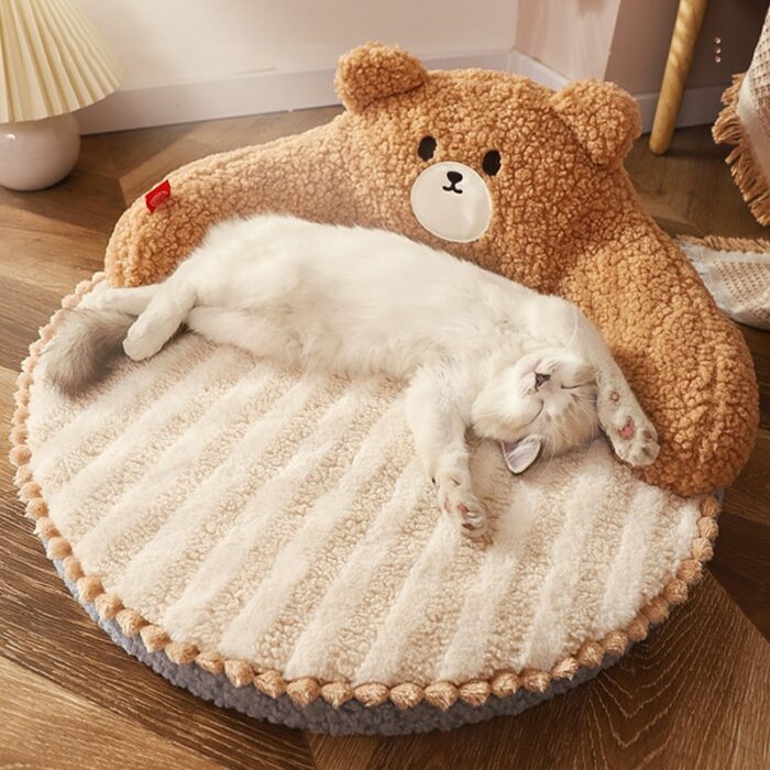 Hoopet Cat Sofa Bear Shape Mat for Small Dog Cat Washable Cave Cat Nest Dog Kennel Sponge Pad for Puppy Kitten Sleeping Artifact 2