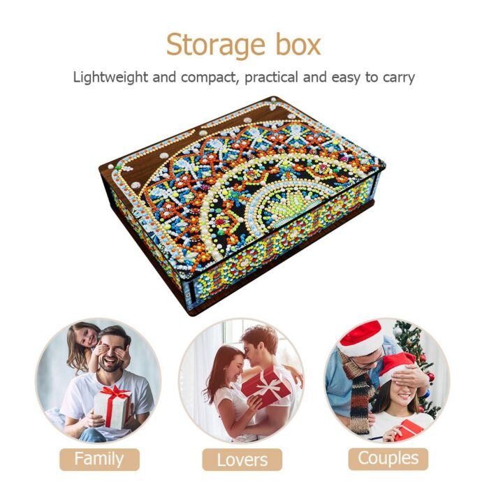 Jewelry Storage Box Classic Mandala Diamond Painting DIY Special Shaped Drill Wood Organizer Case Holder Mosaic Art Kit Handmade 2