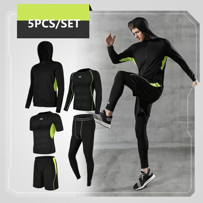 Men's Sports Suit Gym Tights Compression Running Sets Quick Dry Fitness Sportswear Basketball Running Jogging Training Underwear 4