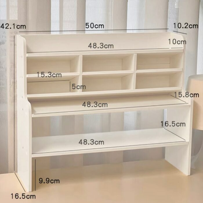 Desktop Rack Multi-layer Student Dormitory White Storage Box Simple Modern Cosmetics Storage Organizer Home Office Supplies 5