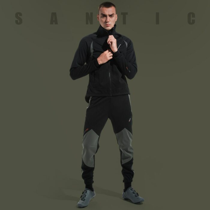 Santic Men Winter Cycling Pants Reflective MTB Pants No Padded Breathable Windproof Long Trousers Asian Size WM0C04120 5