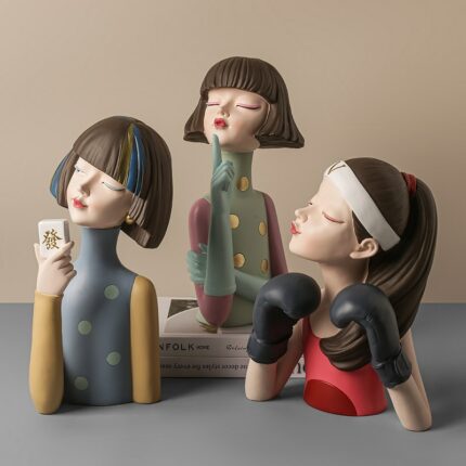 Nordic Home Decor Girl Design Resin Figure Statue Living Room Decor Office Decoration Bedroom Decoration Accessories Girl Gifts 1