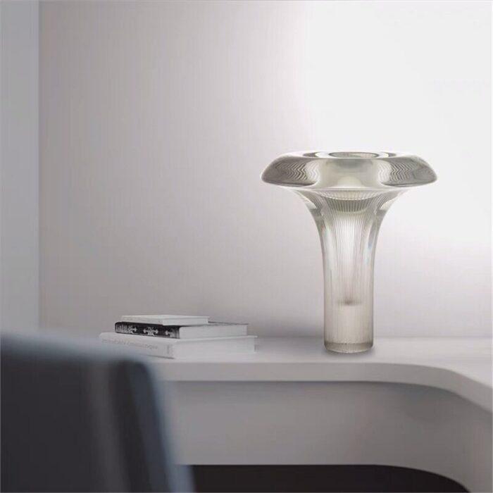 BROTHER Modern Mushroom Table Lamp Creative Design LED Grey Glass Desk Light Decorative For Home Study Bedroom 3