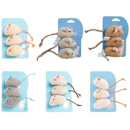 3x Plush Mouse Toy for Pet Cat Bright Colored Rat Play-Catch Rats Kitten Interactive Mice Toys for Indoor Cats Y5GB 2