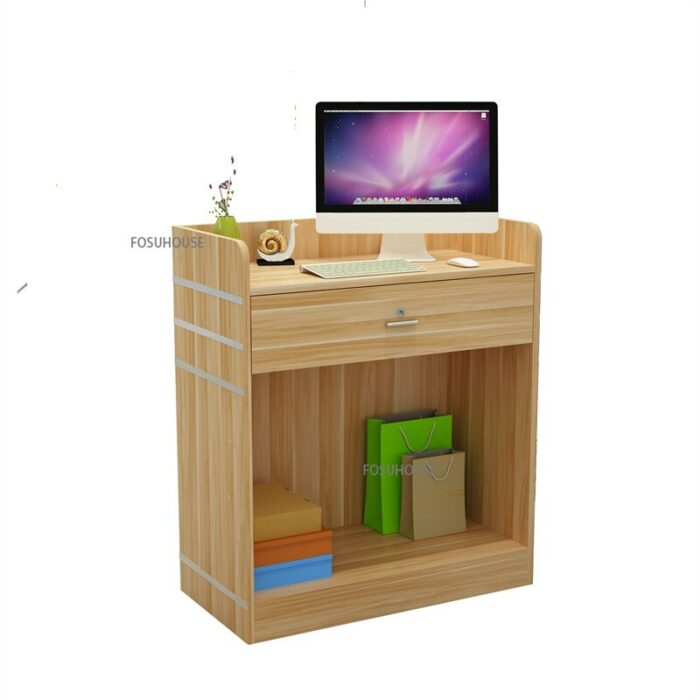 Modern Wood Simple Small Reception Desk Contemporary Furniture Convenience Store Supermarket Reception Desk Podium Writing Desk 2